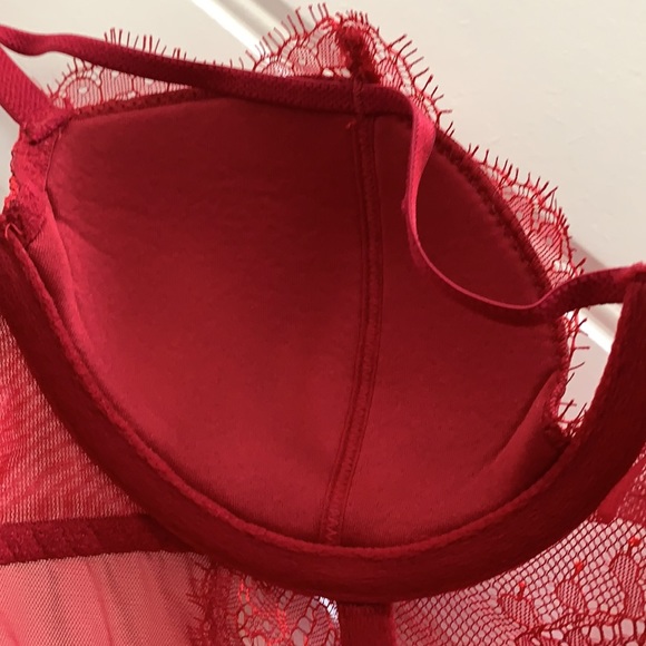 Victoria's Secret Red Corset Garter Slip Lace - Picture 7 of 11